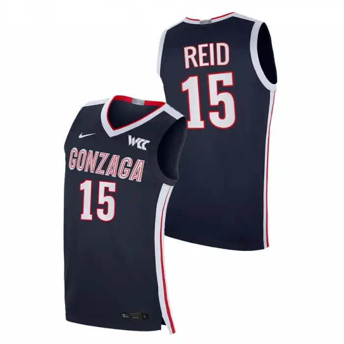 Men's Gonzaga Bulldogs Efton Reid #15 Navy 2022-23 College Basketball Jersey