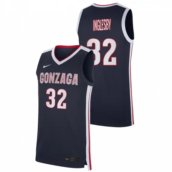 Men's Gonzaga Bulldogs Evan Inglesby #32 Navy 2021 Replica College Basketball Jersey