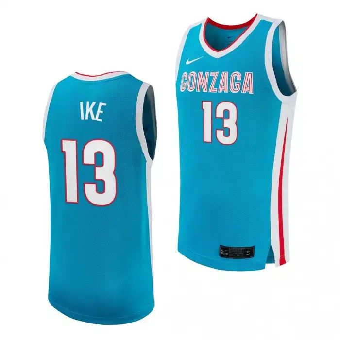 Men's Gonzaga Bulldogs Graham Ike #13 uniform Turquoise Replica 2023-24 College Basketball Jersey