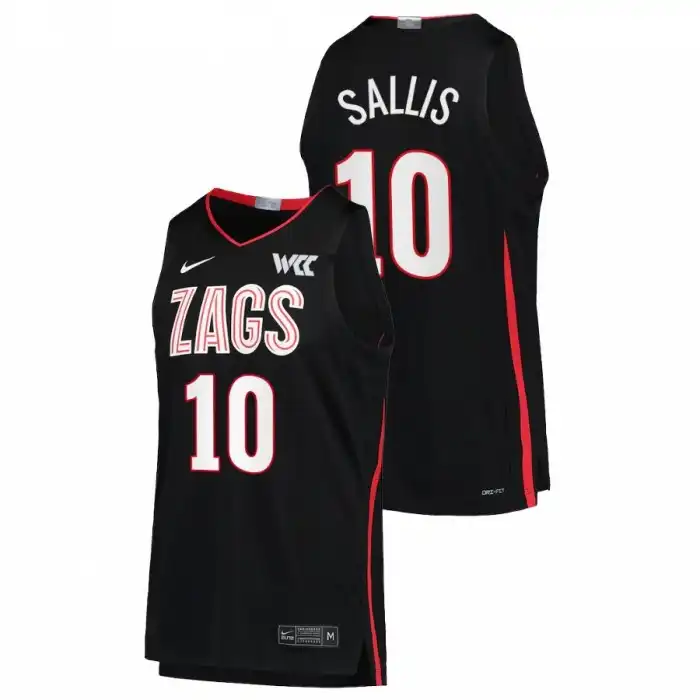 Men's Gonzaga Bulldogs Hunter Sallis #5 Black 2022 Limited College Basketball Jersey