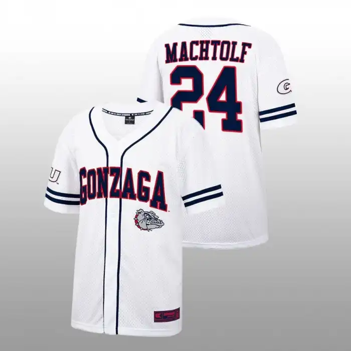 Men's Gonzaga Bulldogs Jack Machtolf #24 Free Spirited White College Baseball Jersey