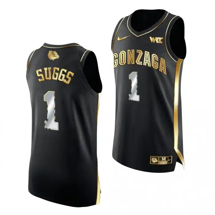 Men's Gonzaga Bulldogs Jalen Suggs #1 Black 2021 March Madness Authentic Golden College Basketball Jersey