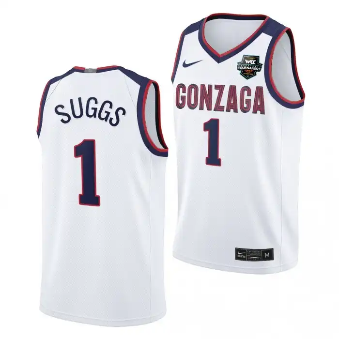 Men's Gonzaga Bulldogs Jalen Suggs #1 Conference Tournament Champions 2021 WCC Mens Limited White March Madness College Basketball Jersey