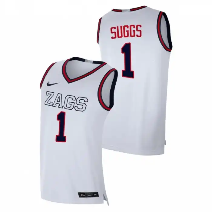 Men's Gonzaga Bulldogs Jalen Suggs #1 White 2020-21 Replica College Basketball Jersey