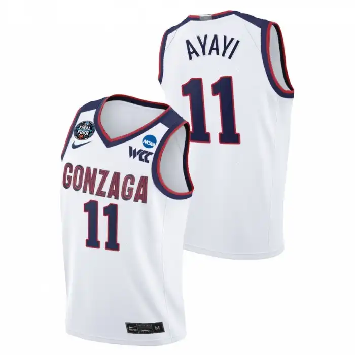 Men's Gonzaga Bulldogs Joel Ayayi #11 2021 March Madness Final Four WCC White College Basketball Jersey