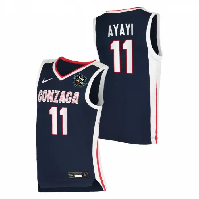 Men's Gonzaga Bulldogs Joel Ayayi #11 Elite Navy Conference Tournament Champions 2021 WCC Mens College Basketball Jersey