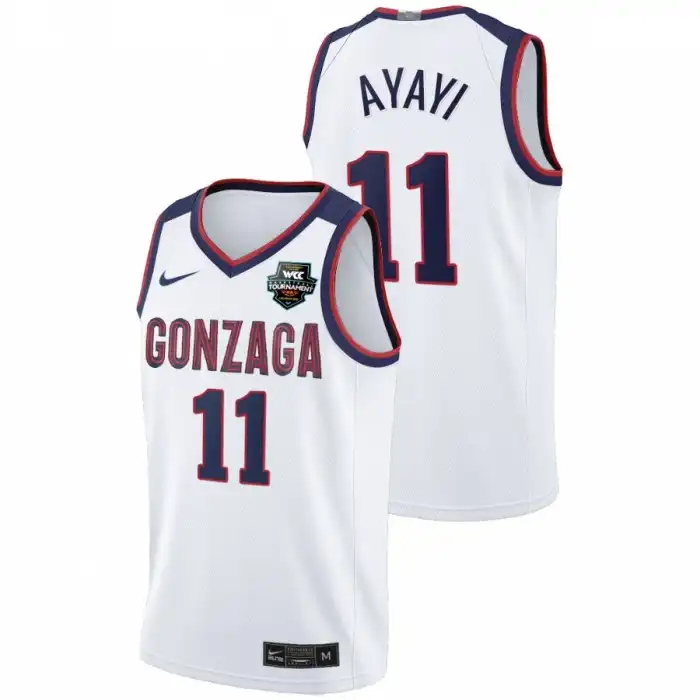 Men's Gonzaga Bulldogs Joel Ayayi #11 Limited White Conference Tournament Champions 2021 WCC Mens College Basketball Jersey