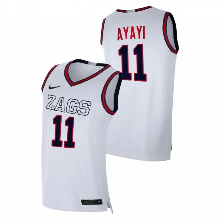 Men's Gonzaga Bulldogs Joel Ayayi #11 White 2020-21 Replica College Basketball Jersey