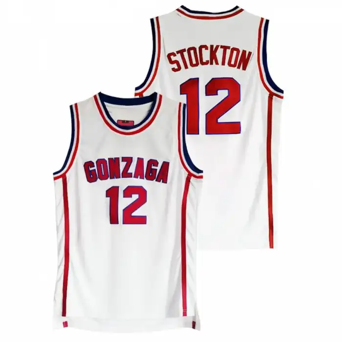 Men's Gonzaga Bulldogs John Stockton #12 Vintage White Alumni College Basketball Jersey