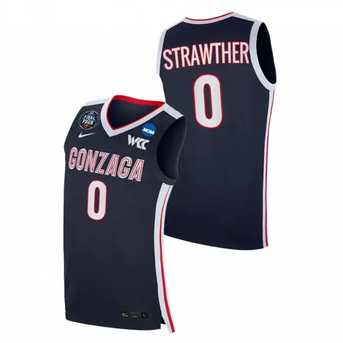 Men's Gonzaga Bulldogs Julian Strawther #0 2021 March Madness Final Four WCC Navy College Basketball Jersey