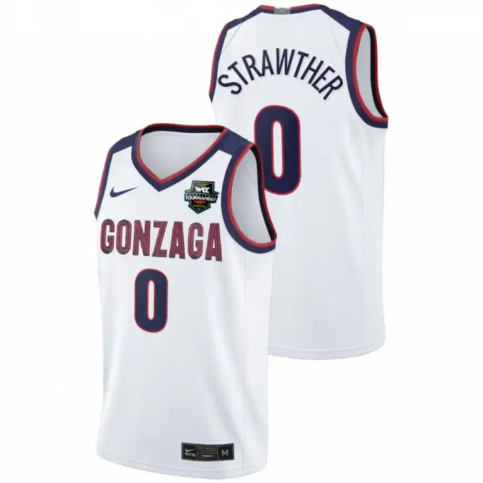 Men's Gonzaga Bulldogs Julian Strawther #0 Limited White Conference Tournament Champions 2021 WCC Mens College Basketball Jersey