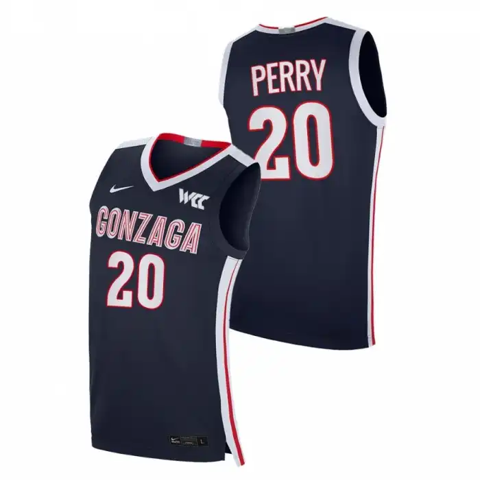 Men's Gonzaga Bulldogs Kaden Perry #20 Navy 2021-22 Elite College Basketball Jersey