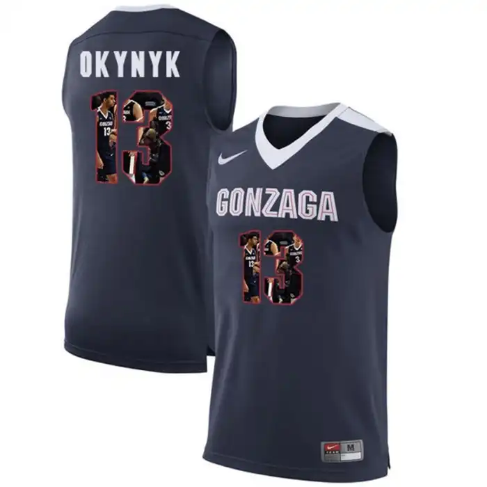 Men's Gonzaga Bulldogs Kelly Olynyk #13 Blue Dark with Player Pictorial College Basketball Jersey