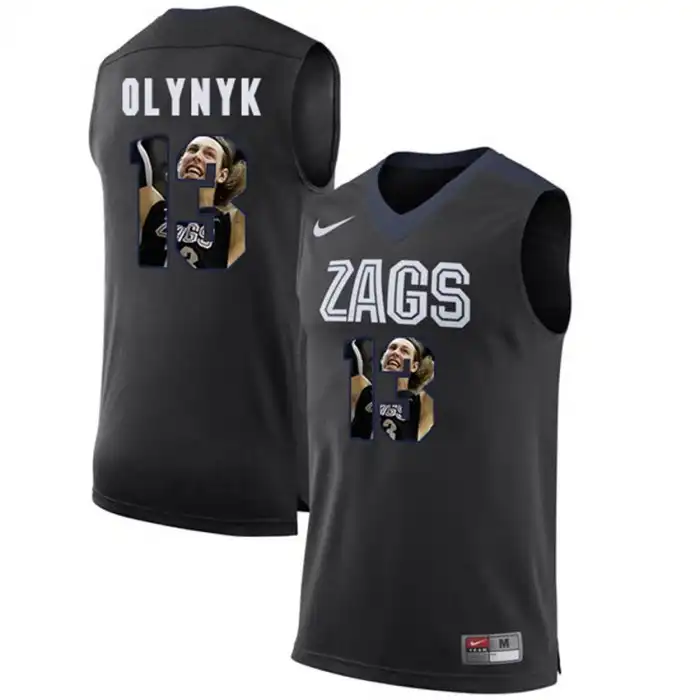 Men's Gonzaga Bulldogs Kelly Olynyk #13 with Player Pictorial Black College Basketball Jersey