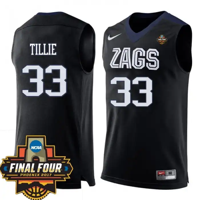 Men's Gonzaga Bulldogs Killian Tillie #33 2017 Final Four Team Black College Basketball Jersey