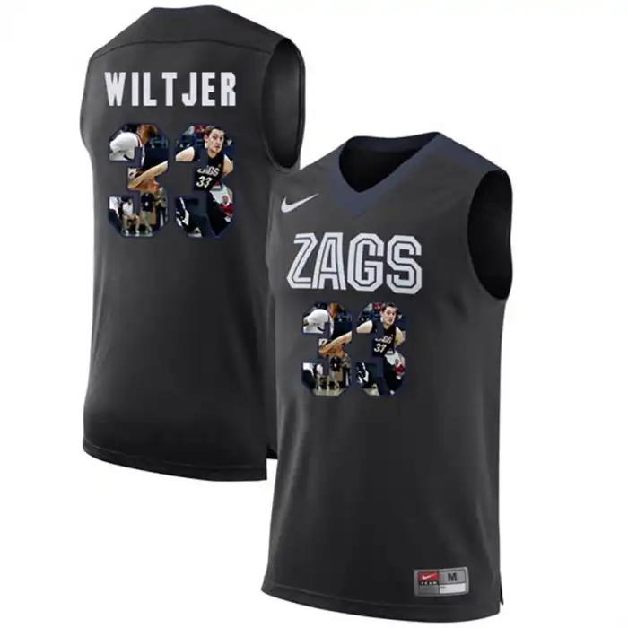 Men's Gonzaga Bulldogs Kyle Wiltjer #33 with Player Pictorial Black College Basketball Jersey