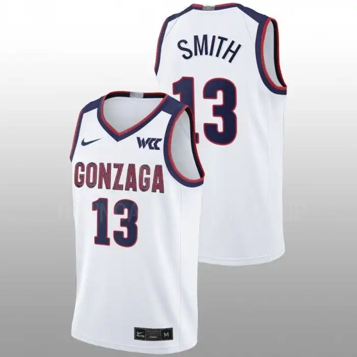 Men's Gonzaga Bulldogs Malachi Smith #13 2022-23 White College Basketball Jersey