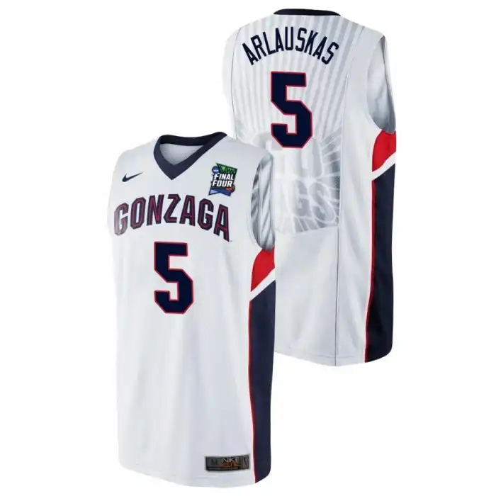 Men's Gonzaga Bulldogs Martynas Arlauskas #5 2021 Final Four White College Basketball Jersey