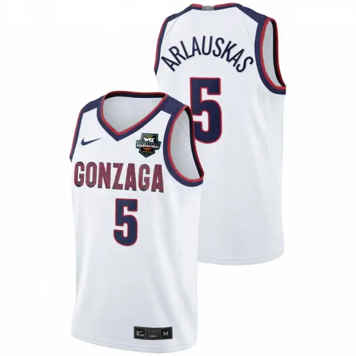 Men's Gonzaga Bulldogs Martynas Arlauskas #5 Limited White Conference Tournament Champions 2021 WCC Mens College Basketball Jersey