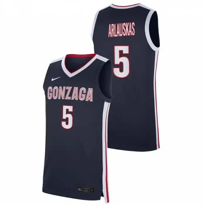 Men's Gonzaga Bulldogs Martynas Arlauskas #5 Navy 2021 Replica College Basketball Jersey