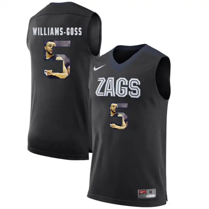 Men's Gonzaga Bulldogs Nigel Williams-Goss #5 with Player Pictorial Black College Basketball Jersey