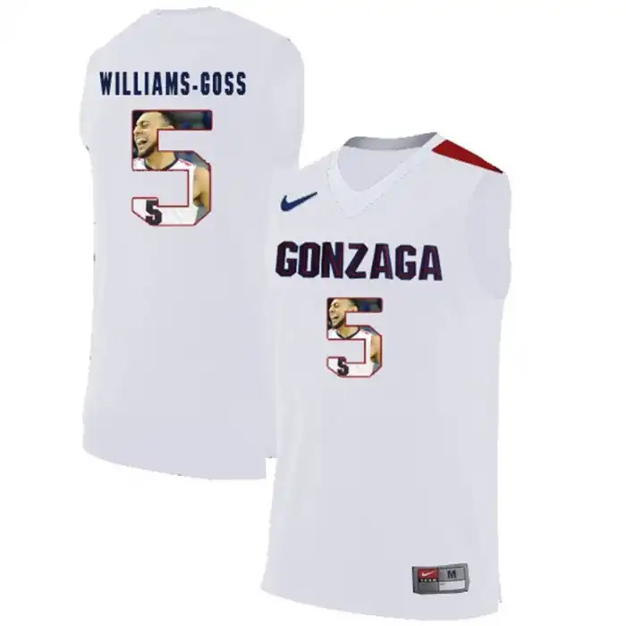 Men's Gonzaga Bulldogs Nigel Williams-Goss #5 with Player Pictorial White College Basketball Jersey