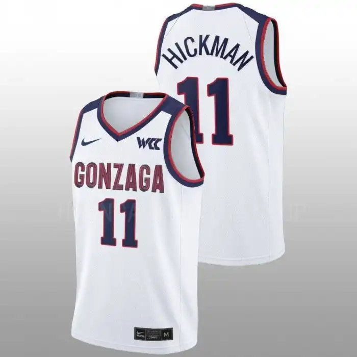 Men's Gonzaga Bulldogs Nolan Hickman #11 2022-23 White College Basketball Jersey