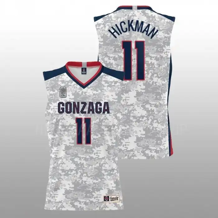 Men's Gonzaga Bulldogs Nolan Hickman #11 2022 Carrier Classic Armed Forces Day White College Basketball Jersey