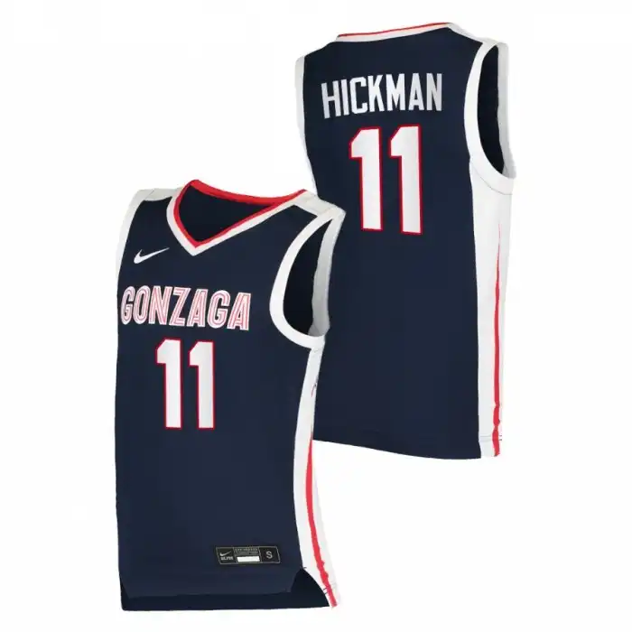 Men's Gonzaga Bulldogs Nolan Hickman #11 2022 NBA Draft top prospect Navy Elite College Basketball Jersey