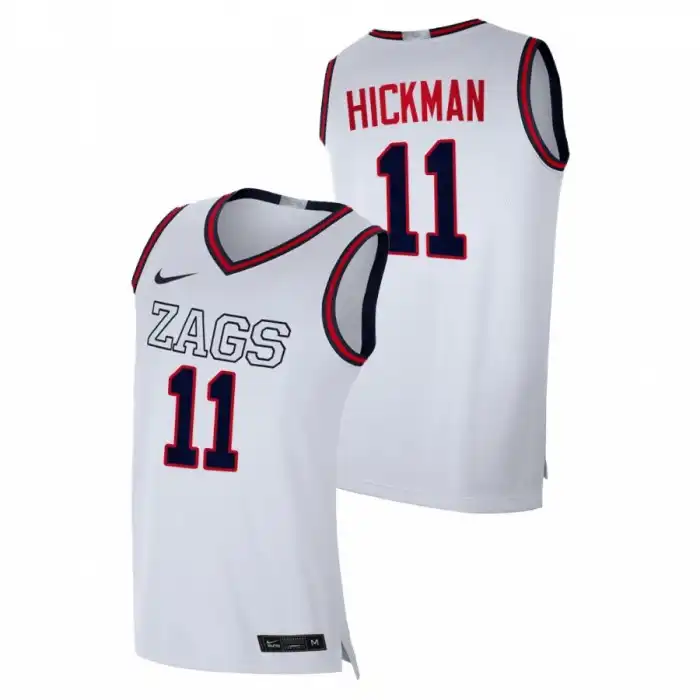 Men's Gonzaga Bulldogs Nolan Hickman #11 2022 NBA Draft top prospect White Replica College Basketball Jersey