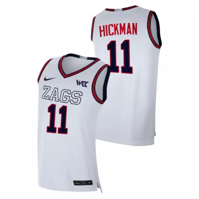 Men's Gonzaga Bulldogs Nolan Hickman #11 White 2021-22 Replica College Basketball Jersey