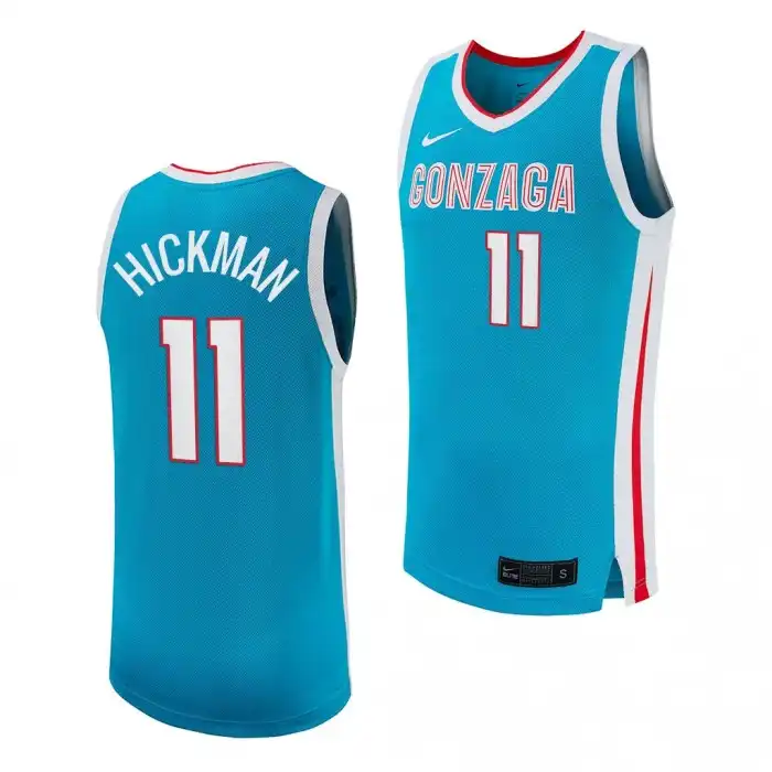 Men's Gonzaga Bulldogs Nolan Hickman #11 uniform Turquoise Replica 2023-24 College Basketball Jersey