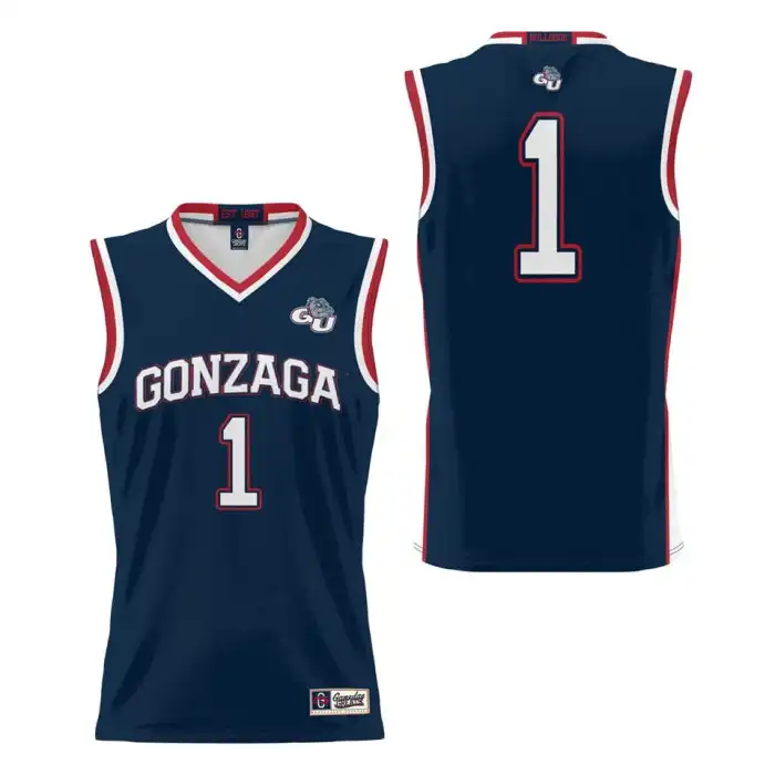 Men's Gonzaga Bulldogs Number #1 Navy ProSphere College Basketball Jersey