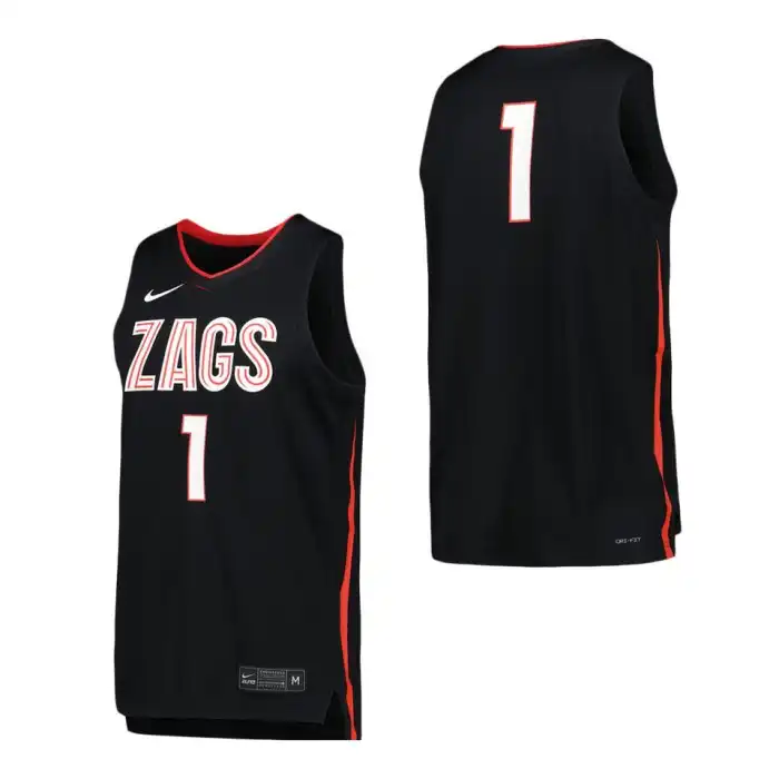 Men's Gonzaga Bulldogs Number #1 Replica Nike Icon Black College Basketball Jersey