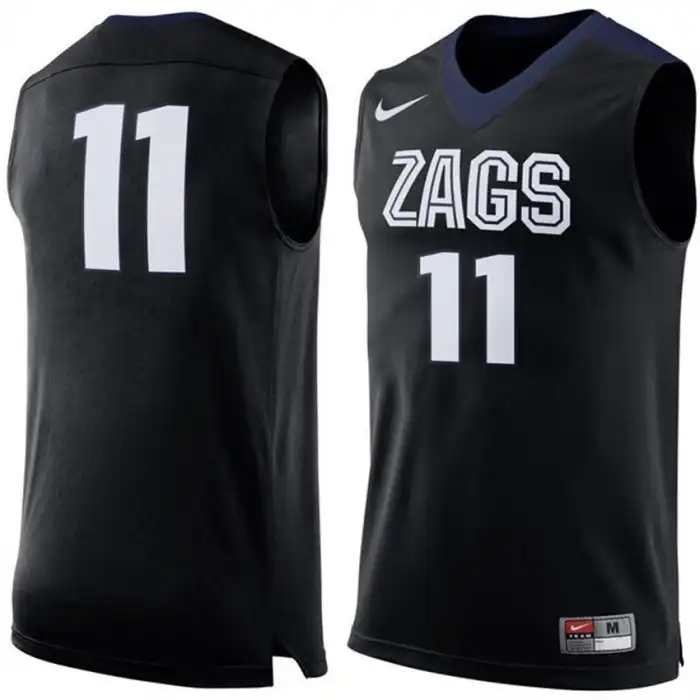 Men's Gonzaga Bulldogs Number #11 Premier Black Tank Top College Basketball Jersey