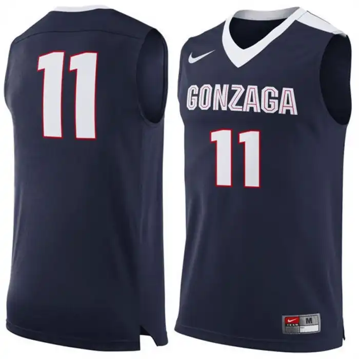 Men's Gonzaga Bulldogs Number #11 Premier Navy Tank Top College Basketball Jersey