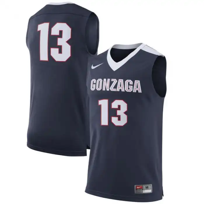 Men's Gonzaga Bulldogs Number #13 Navy College Basketball Jersey