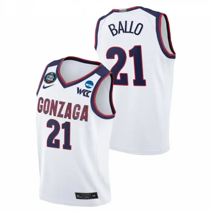 Men's Gonzaga Bulldogs Oumar Ballo #21 2021 March Madness Final Four WCC White College Basketball Jersey