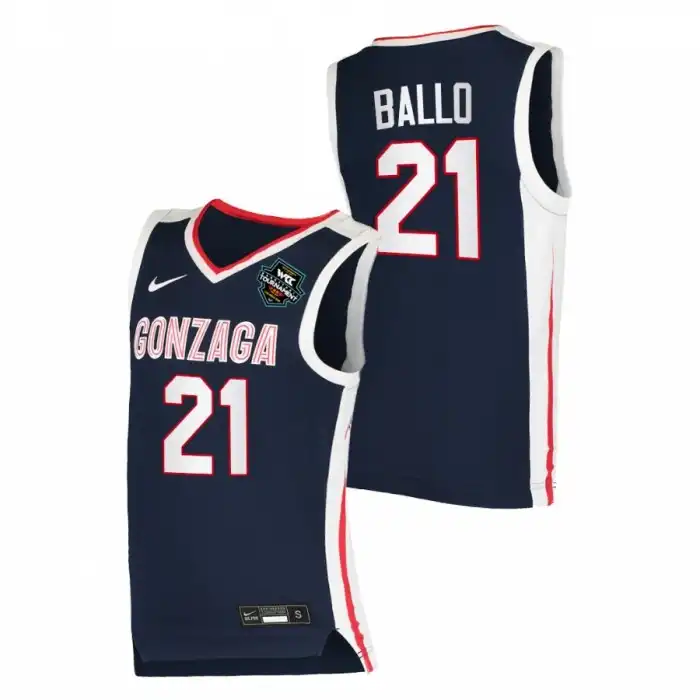 Men's Gonzaga Bulldogs Oumar Ballo #21 Elite Navy Conference Tournament Champions 2021 WCC Mens College Basketball Jersey