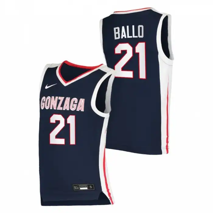 Men's Gonzaga Bulldogs Oumar Ballo #21 Navy 2020-21 Elite College Basketball Jersey