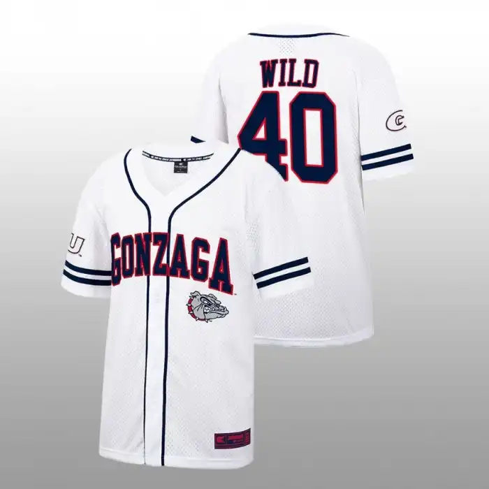 Men's Gonzaga Bulldogs Owen Wild #40 Free Spirited White College Baseball Jersey