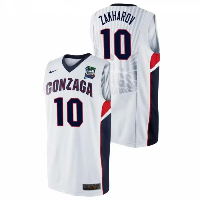 Men's Gonzaga Bulldogs Pavel Zakharov #10 2021 Final Four White College Basketball Jersey