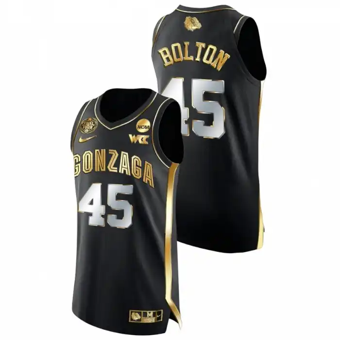 Men's Gonzaga Bulldogs Rasir Bolton #45 Black Golden Edition 2021-22 Authentic College Basketball Jersey