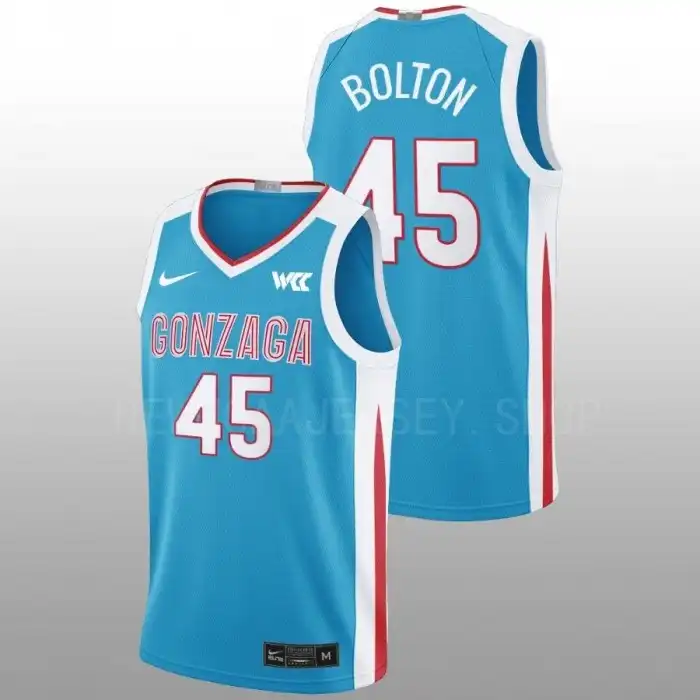 Men's Gonzaga Bulldogs Rasir Bolton #45 Blue 2022-23 N7 College Basketball Jersey