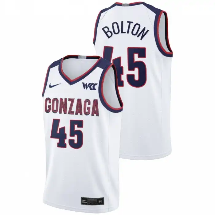 Men's Gonzaga Bulldogs Rasir Bolton #45 White 2021-22 Limited College Basketball Jersey