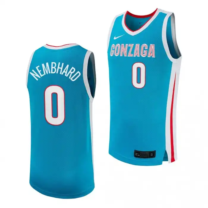 Men's Gonzaga Bulldogs Ryan Nembhard #0 uniform Turquoise Replica 2023-24 College Basketball Jersey