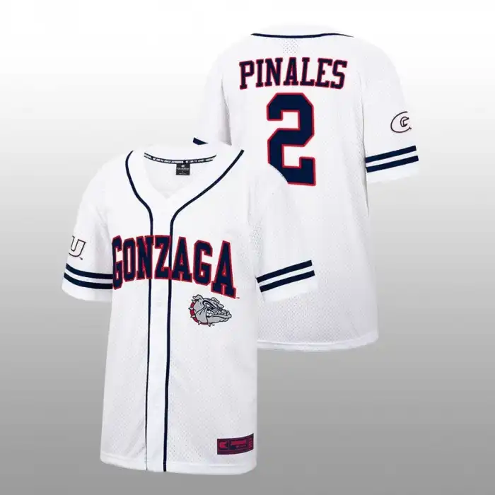 Men's Gonzaga Bulldogs Savier Pinales #2 Free Spirited White College Baseball Jersey