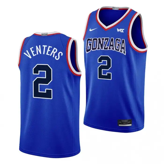 Men's Gonzaga Bulldogs Steele Venters #2 Limited Throwback Blue uniform 2023-24 College Basketball Jersey