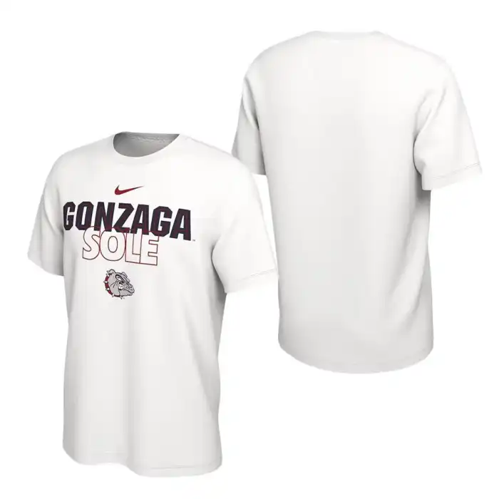 Men's Gonzaga Bulldogs White On Court Bench College Basketball T-shirt