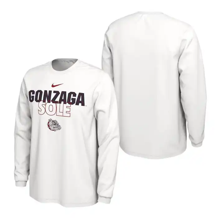 Men's Gonzaga Bulldogs White On Court Long Sleeve College Basketball T-shirt